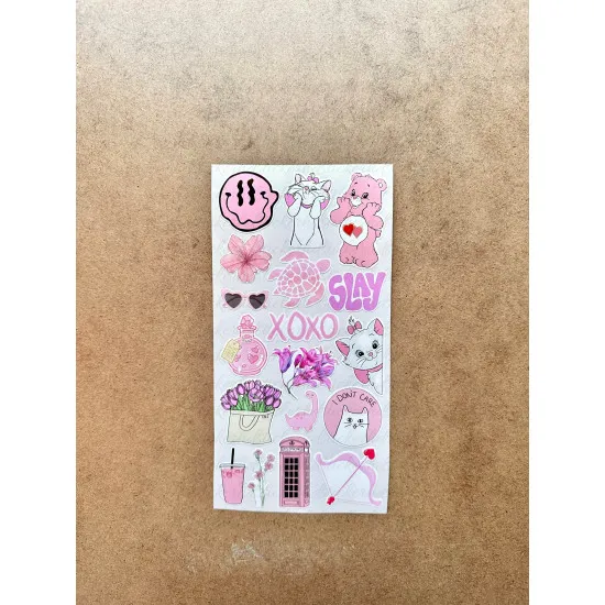 6'lı Pembe Art Temalı Sticker Seti 107 Adet Planner Ajanda Laptop Telefon Bullet Journal Etiket 6'lı Pembe Art Temalı Sticker Seti 107 Adet Planner Ajanda Laptop Telefon Bullet Journal Etiket