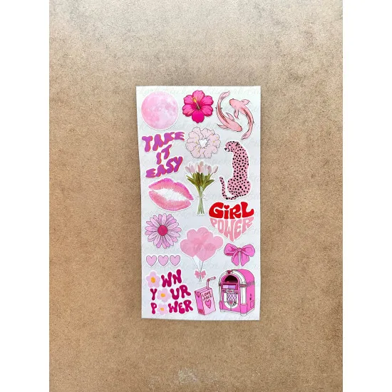 6'lı Pembe Art Temalı Sticker Seti 107 Adet Planner Ajanda Laptop Telefon Bullet Journal Etiket 6'lı Pembe Art Temalı Sticker Seti 107 Adet Planner Ajanda Laptop Telefon Bullet Journal Etiket