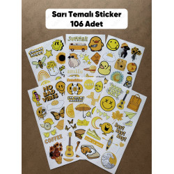 6'lı Sarı Art Temalı Sticker Seti 106 Adet Planner Ajanda Laptop Telefon Bullet Journal Etiket 6'lı Sarı Art Temalı Sticker Seti 106 Adet Planner Ajanda Laptop Telefon Bullet Journal Etiket