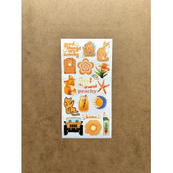 6'lı Turuncu Art Temalı Sticker Seti 110 Adet Planner Ajanda Laptop Telefon Bullet Journal Etiket