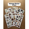 6'lı Vintage Temalı Sticker Seti 81 Adet Planner Ajanda Laptop Tablet Telefon Bullet Journal Etiket