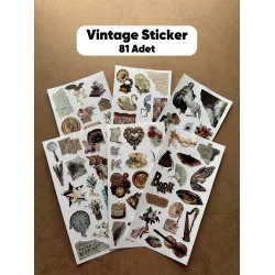 6'lı Vintage Temalı Sticker Seti 81 Adet Planner Ajanda Laptop Tablet Telefon Bullet Journal Etiket
