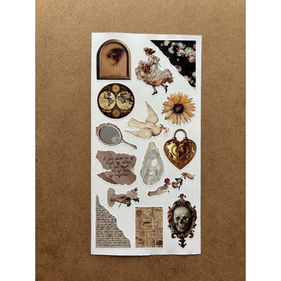 6'lı Vintage Temalı Sticker Seti 85 Adet Planner Ajanda Laptop Tablet Telefon Bullet Journal Etiket