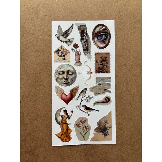 6'lı Vintage Temalı Sticker Seti 85 Adet Planner Ajanda Laptop Tablet Telefon Bullet Journal Etiket
