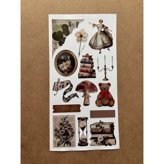 6'lı Vintage Temalı Sticker Seti 85 Adet Planner Ajanda Laptop Tablet Telefon Bullet Journal Etiket