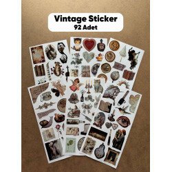 6'lı Vintage Temalı Sticker Seti 92 Adet Planner Ajanda Laptop Tablet Telefon Bullet Journal Etiket