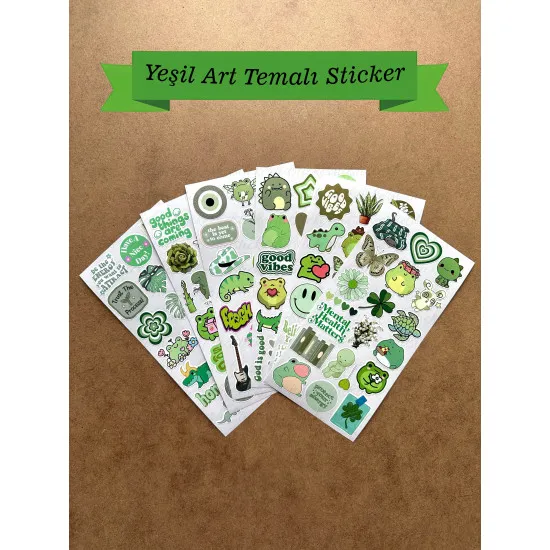 6'lı Yeşil Art Temalı Sticker Seti 116 Adet Planner Ajanda Laptop Telefon Bullet Journal Etiket 6'lı Yeşil Art Temalı Sticker Seti 116 Adet Planner Ajanda Laptop Telefon Bullet Journal Etiket