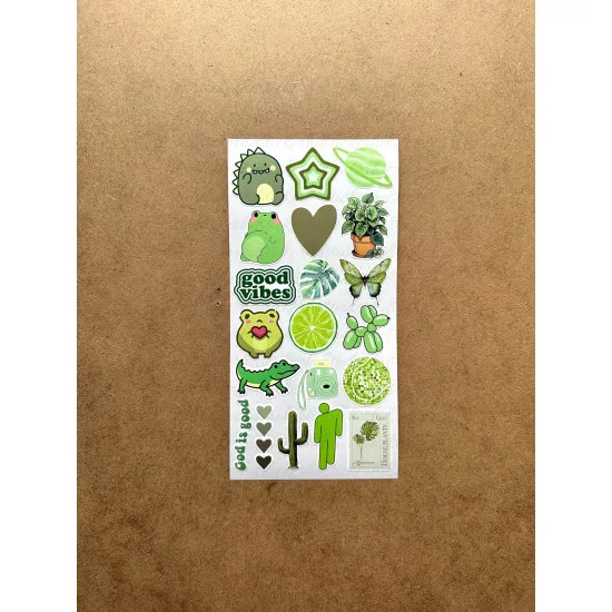 6'lı Yeşil Art Temalı Sticker Seti 116 Adet Planner Ajanda Laptop Telefon Bullet Journal Etiket 6'lı Yeşil Art Temalı Sticker Seti 116 Adet Planner Ajanda Laptop Telefon Bullet Journal Etiket