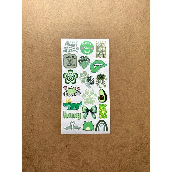 6'lı Yeşil Art Temalı Sticker Seti 116 Adet Planner Ajanda Laptop Telefon Bullet Journal Etiket 6'lı Yeşil Art Temalı Sticker Seti 116 Adet Planner Ajanda Laptop Telefon Bullet Journal Etiket