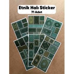71 Adet Etnik Halı Kilim Desenli Motif Vintage Bohem Ajanda Defter Scrapbook Etiket Sticker Çıkartma