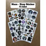 73 Adet NASA Uzay Sticker Seti - Astronot, Gezegen, Roket Temalı Laptop Tablet Bullet Journal Etiket