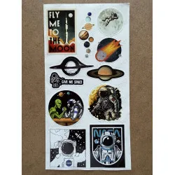 73 Adet NASA Uzay Sticker Seti - Astronot, Gezegen, Roket Temalı Laptop Tablet Bullet Journal Etiket