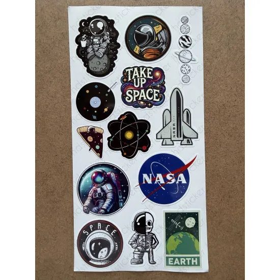 73 Adet NASA Uzay Sticker Seti - Astronot, Gezegen, Roket Temalı Laptop Tablet Bullet Journal Etiket