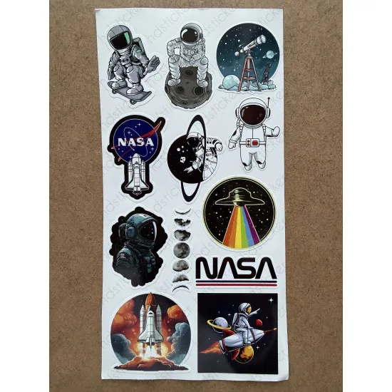 73 Adet NASA Uzay Sticker Seti - Astronot, Gezegen, Roket Temalı Laptop Tablet Bullet Journal Etiket