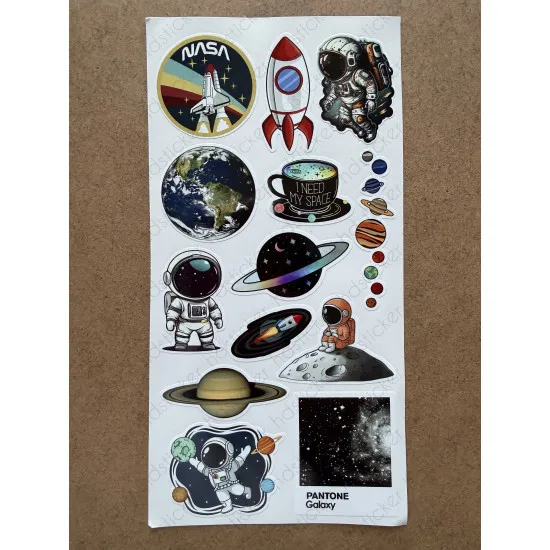 73 Adet NASA Uzay Sticker Seti - Astronot, Gezegen, Roket Temalı Laptop Tablet Bullet Journal Etiket