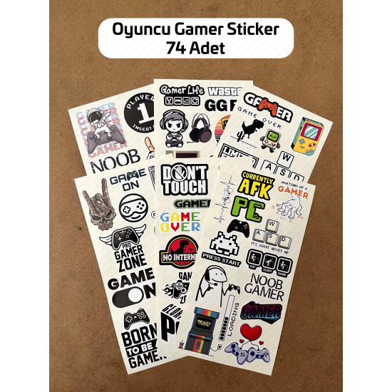 74 Adet Gamer Sticker Seti - Oyuncu Etiket Paketi, Konsol, PC, Laptop Etiket Çıkartma 74 Adet Gamer Sticker Seti - Oyuncu Etiket Paketi, Konsol, PC, Laptop Etiket Çıkartma