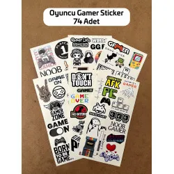 74 Adet Gamer Sticker Seti - Oyuncu Etiket Paketi, Konsol, PC, Laptop Etiket Çıkartma