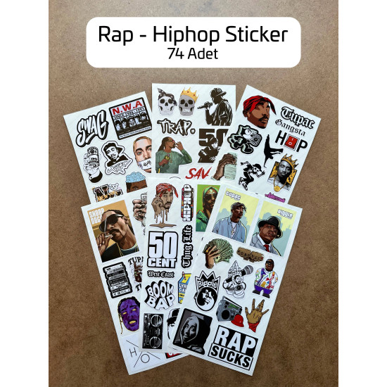 74 Adet Rap Hiphop Sticker Seti - Laptop, Kaykay, Defter, Ajanda Etiket Renkli ve Tarz Çıkartma 74 Adet Rap Hiphop Sticker Seti - Laptop, Kaykay, Defter, Ajanda Etiket Renkli ve Tarz Çıkartma