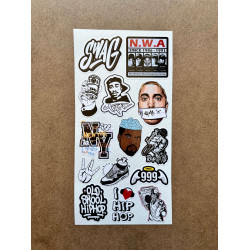 74 Adet Rap Hiphop Sticker Seti - Laptop, Kaykay, Defter, Ajanda Etiket Renkli ve Tarz Çıkartma