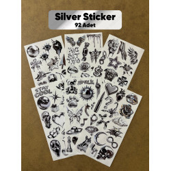 92 Adet Silver Temalı Sticker Seti Ajanda Planner Bullet Journal Sanat Art Gümüş Etiket Çıkartma 92 Adet Silver Temalı Sticker Seti Ajanda Planner Bullet Journal Sanat Art Gümüş Etiket Çıkartma
