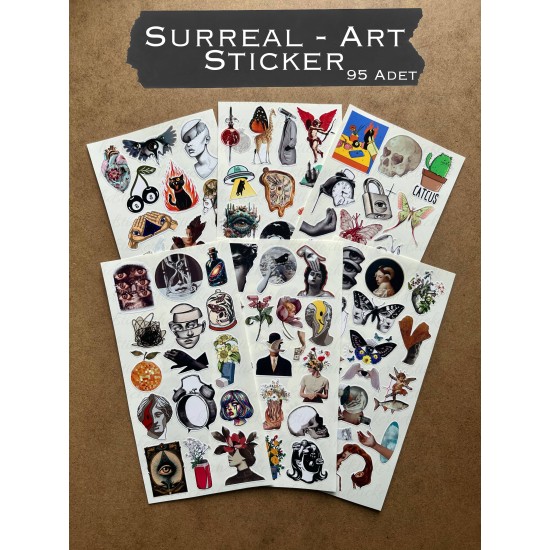 95 Adet Surreal Sanat Sticker Seti - Renkli Etiket, Planner Ajanda Bullet Journal Art Laptop Tablet 95 Adet Surreal Sanat Sticker Seti - Renkli Etiket, Planner Ajanda Bullet Journal Art Laptop Tablet
