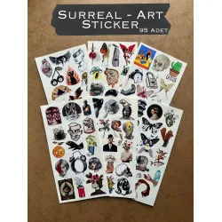 95 Adet Surreal Sanat Sticker Seti - Renkli Etiket, Planner Ajanda Bullet Journal Art Laptop Tablet