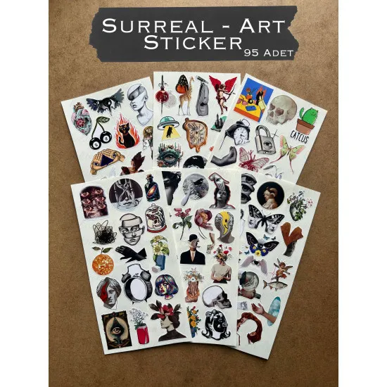 95 Adet Surreal Sanat Sticker Seti - Renkli Etiket, Planner Ajanda Bullet Journal Art Laptop Tablet