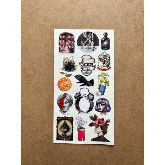 95 Adet Surreal Sanat Sticker Seti - Renkli Etiket, Planner Ajanda Bullet Journal Art Laptop Tablet