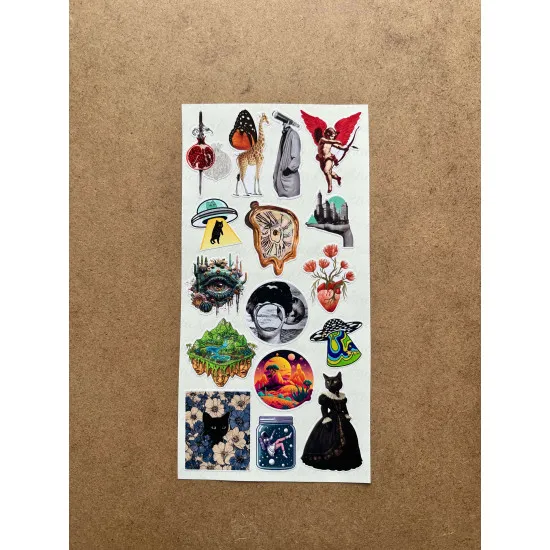 95 Adet Surreal Sanat Sticker Seti - Renkli Etiket, Planner Ajanda Bullet Journal Art Laptop Tablet