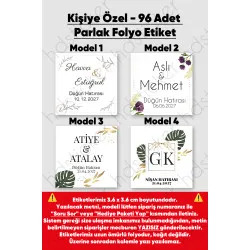 96 Adet Kişiye Özel Kına Nişan Nikah Düğün Sünnet Bebek Firma Etiketi Sticker Hediye Çikolata 3.6 cm