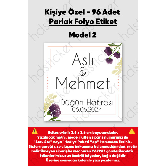 96 Adet Kişiye Özel Kına Nişan Nikah Düğün Sünnet Bebek Firma Etiketi Sticker Hediye Çikolata 3.6 cm