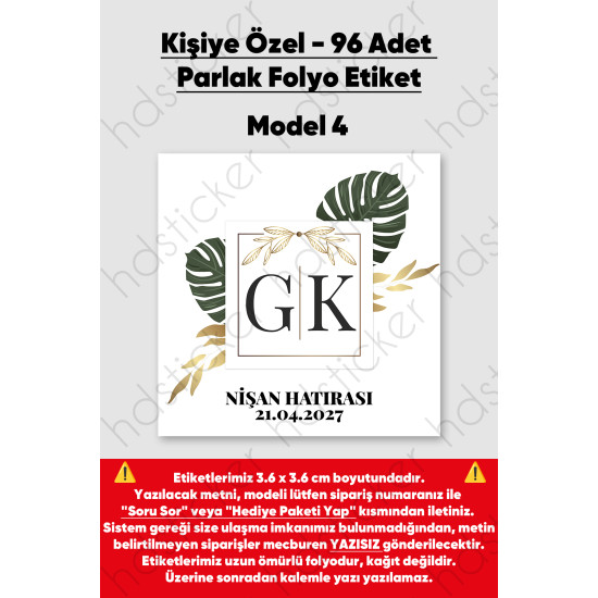 96 Adet Kişiye Özel Kına Nişan Nikah Düğün Sünnet Bebek Firma Etiketi Sticker Hediye Çikolata 3.6 cm