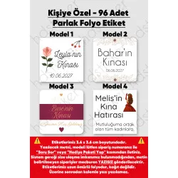 96 Adet Kişiye Özel Kına Nişan Nikah Düğün Sünnet Bebek Firma Etiketi Sticker Hediye Çikolata 3.6 cm