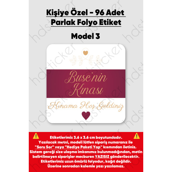 96 Adet Kişiye Özel Kına Nişan Nikah Düğün Sünnet Bebek Firma Etiketi Sticker Hediye Çikolata 3.6 cm 96 Adet Kişiye Özel Kına Nişan Nikah Düğün Sünnet Bebek Firma Etiketi Sticker Hediye Çikolata 3.6 cm
