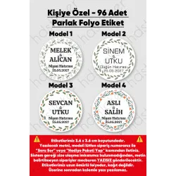96 Adet Kişiye Özel Kına Nişan Nikah Düğün Sünnet Bebek Firma Etiketi Sticker Hediye Çikolata 3.6 cm