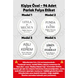 96 Adet Kişiye Özel Kına Nişan Nikah Düğün Sünnet Bebek Firma Etiketi Sticker Hediye Çikolata 3.6 cm