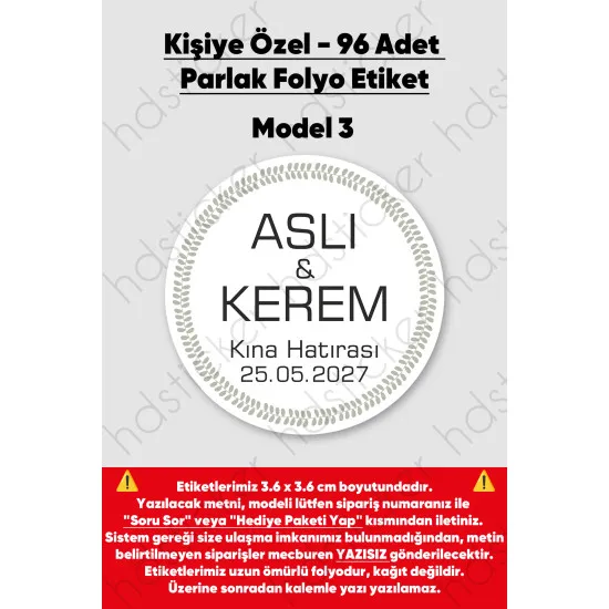 96 Adet Kişiye Özel Kına Nişan Nikah Düğün Sünnet Bebek Firma Etiketi Sticker Hediye Çikolata 3.6 cm 96 Adet Kişiye Özel Kına Nişan Nikah Düğün Sünnet Bebek Firma Etiketi Sticker Hediye Çikolata 3.6 cm