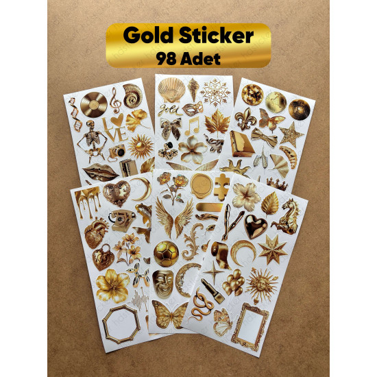 98 Adet Gold Temalı Sticker Seti Ajanda Planner Bullet Journal Sanat Art Altın Etiket Çıkartma 98 Adet Gold Temalı Sticker Seti Ajanda Planner Bullet Journal Sanat Art Altın Etiket Çıkartma