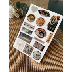 Vintage Premium 3D Görünümlü Göz Alıcı Parlak Kabartmalı Sticker Seti - Telefon Kılıfı Süsü, Etiket