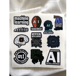 AI Yapay Zeka Software Temalı Laptop Notebook Tablet Etiket Sticker Set P1