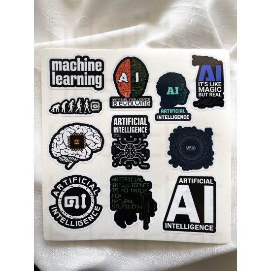 AI Yapay Zeka Software Temalı Laptop Notebook Tablet Etiket Sticker Set P1