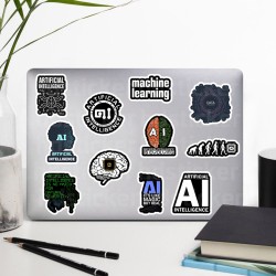 AI Yapay Zeka Temalı Laptop Notebook Tablet Etiket Sticker Set P1