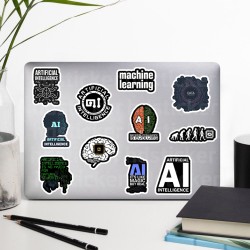 AI Yapay Zeka Software Temalı Laptop Notebook Tablet Etiket Sticker Set P1