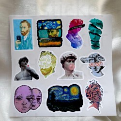 Art Sanat Mental Van Gogh Temalı Laptop Notebook Tablet Etiket Sticker Set P1