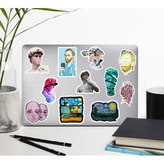 Art Sanat Mental Van Gogh Temalı Laptop Notebook Tablet Etiket Sticker Set P1