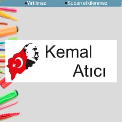 Atatürk İsme Özel Okul Etiketi Kalem Defter Etiketi İsim Yazılabilen Sticker Etiket 180 Adet P3