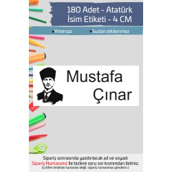 Atatürk İsme Özel Okul Etiketi Kalem Defter Etiketi İsim Yazılabilen Sticker Etiket 180 Adet P4