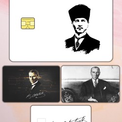Atatürk Temalı Kart Kaplama Sticker Kart Etiketi Paket 1 (4 Adet)