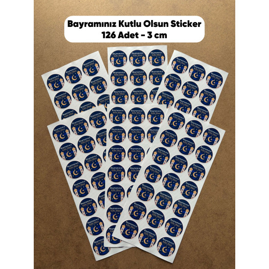 Bayramınız Kutlu Olsun Sticker 126 Adet 3 Cm Kargo Ambalaj Etiketi Hediyelik Paketleme Süsü Bayramınız Kutlu Olsun Sticker 126 Adet 3 Cm Kargo Ambalaj Etiketi Hediyelik Paketleme Süsü