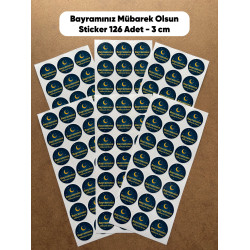 Bayramınız Mübarek Olsun Sticker 126 Adet 3 Cm Kargo Ambala Etiketi Hediyelik Paketleme Süsleme